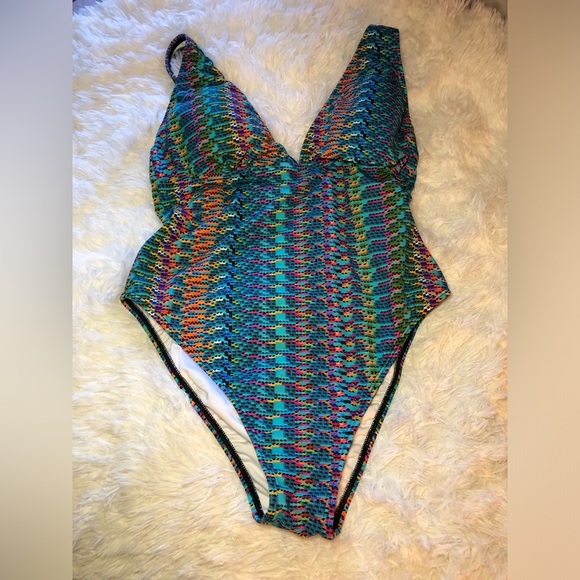 Rainbow Fiesta One Piece Swimsuit size 12 - Picture 2 of 16